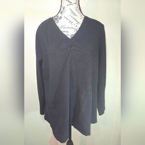 Vintage In Due Time Maternity Top Tunic V Neck Black Size Large Long Sleeved